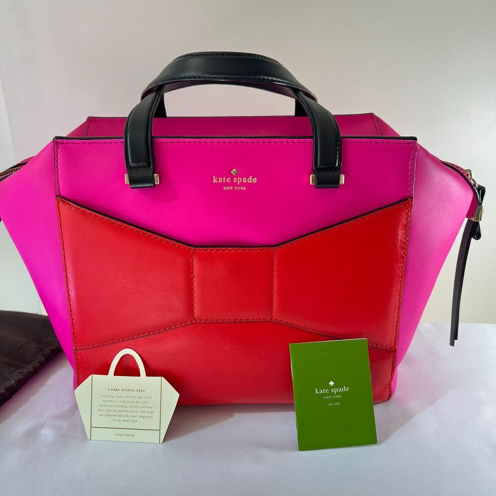 Kate Spade 2 Park Avenue Beau Handbag Black Red Pink Top Handle Bag